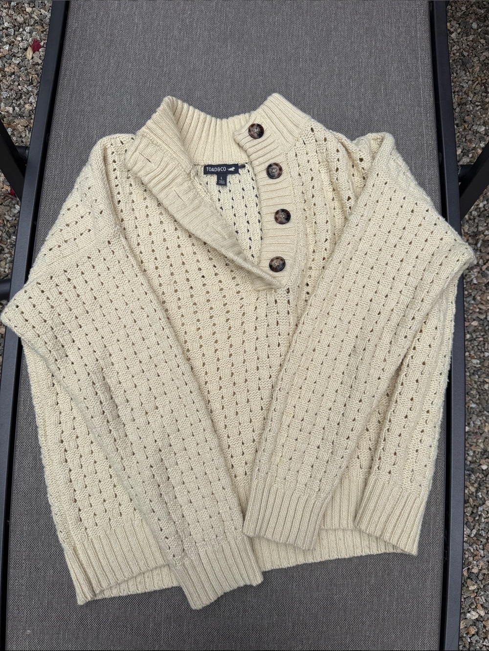 Toad&Co Cream Button Openwork Knit Sweater